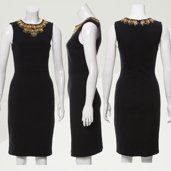 Adam by Adam Lippes Dresses & Skirts - Adam Lippes Beaded Embellished Collar Sleeveless Black Cocktail Dress Size 4